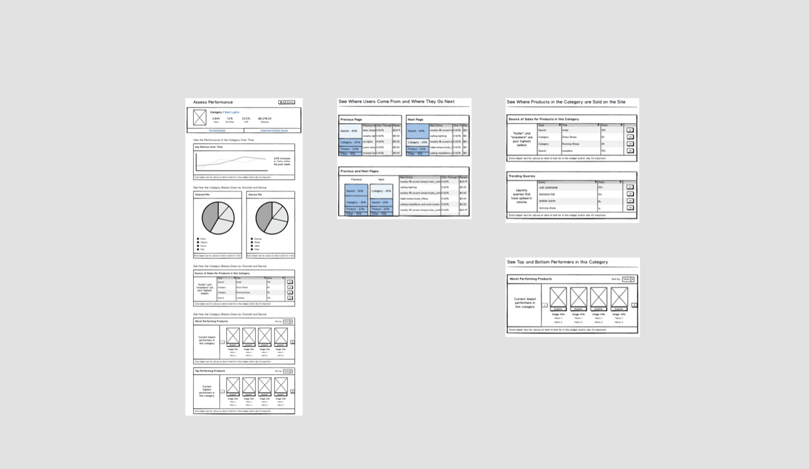 Early wireframes